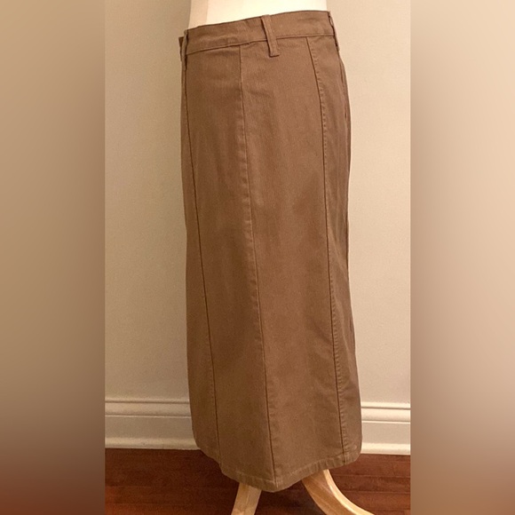 Christopher & Banks Stretch Tan Textured Cotton Blend Casual Midi Skirt Size 4 - Picture 7 of 11